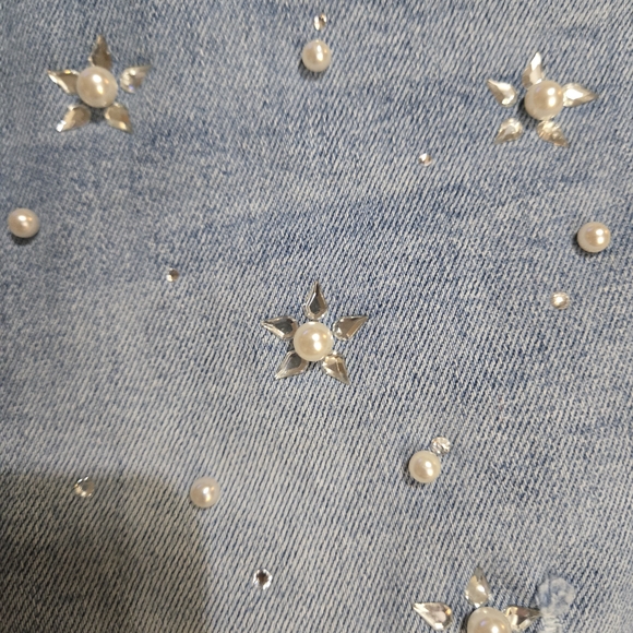 Embellished Light Blue Denim Shorts - Picture 2 of 3